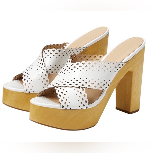 Veronica Beard - NIB Gaynor Wood Platform Heeled Sandal Sz 8.5 - Picture 1 of 10